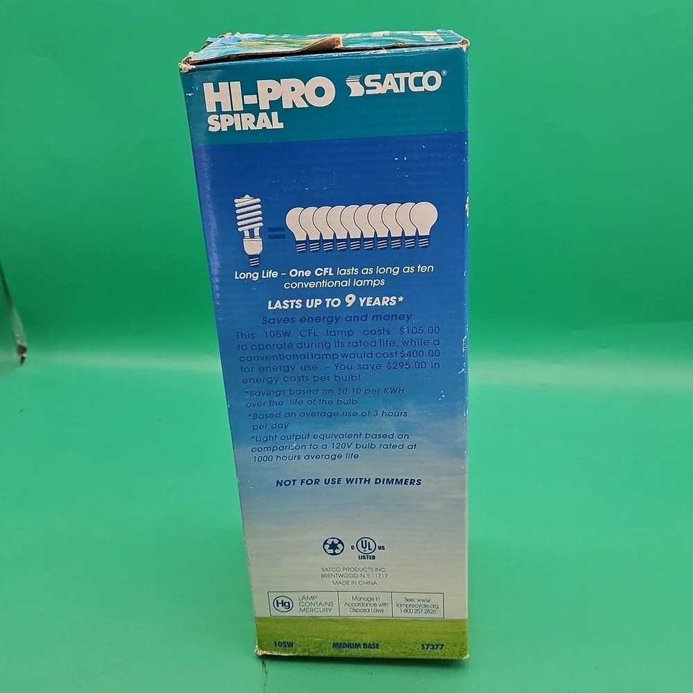 Satco S7377 105T5/50 Compact Fluorescent Spiral 105W 120V T5 Medium E26 5000K